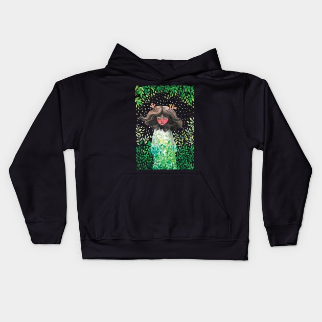 Girl-deer Kids Hoodie by cloudymoon